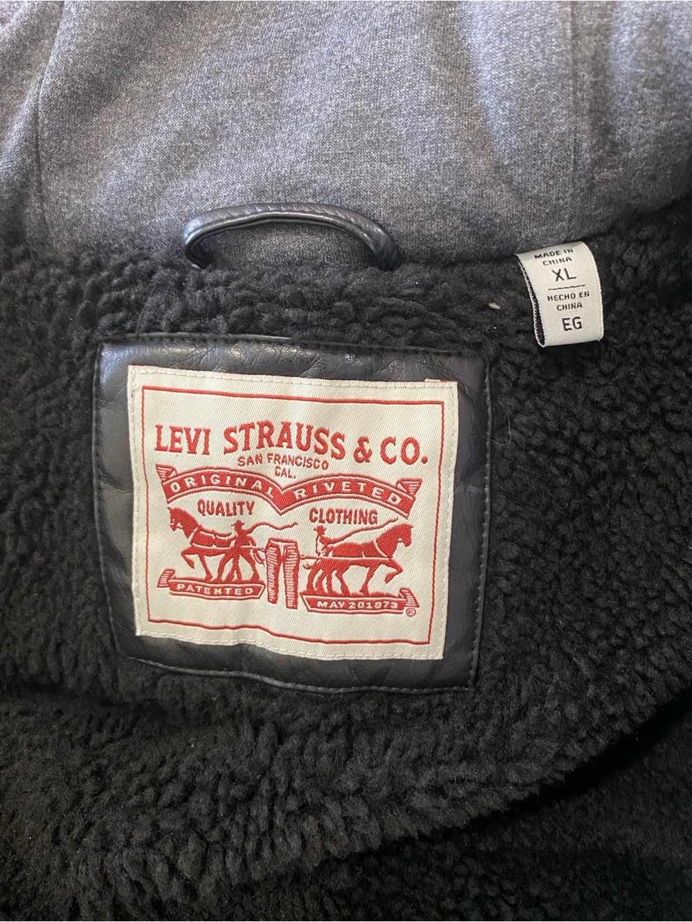 Levi's men's XL classic hooded sherpa trucker jacket Faux Leather Country Moto - Picture 8 of 10
